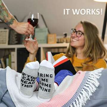 Wine Socks for Women Funny - Funny Saying Socks - If you can read this bring me wine socks. Wine related gifts. Great Valentine's Day Gifts for Women and Wine Lover Gifts Valentines Socks