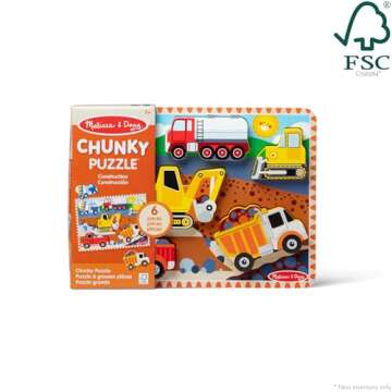 Melissa & Doug Construction Vehicles Chunky Puzzle