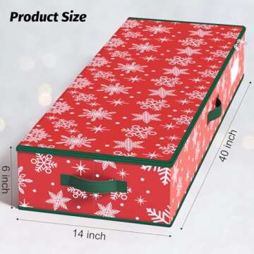 EverMerry Wrapping Paper Organizer Storage Container, Christmas Gift Wrapping Paper Storage Box for Paper Ornaments，Paper Storage Holder for Holiday Decoration Snowflake/Red