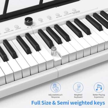 88 Key Piano Keyboard Beginner Electric Digital Piano with Full Size Semi Weighted Keys,Sustain Pedal, Power Supply, Stand, Carrying Case,Headphones