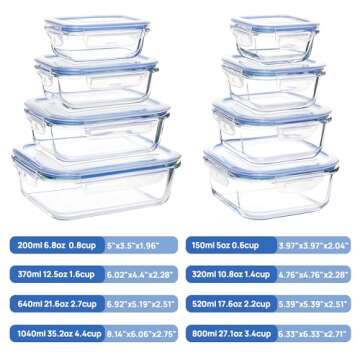 Vtopmart 8-Pack Glass Meal Prep Containers with Lids - Airtight & Versatile