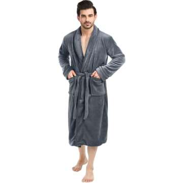 Luxurious Men's Fleece Bathrobe, XX-Large-3X-Large