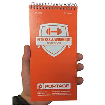 Portage Fitness & Workout Notebook - Fitness Journal, Workout Log, Exercise & Weight Training Notebook Planner, Fitness Tracker Log for Bodybuilding – 4 x 8 Inches, 140 Pages, 70 Sheets (Pack of 3)