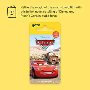 Yoto Disney Pixar Junior Novels: Cars – Kids Audio Card for Use with Player & Mini All-in-1 Audio Device, Educational Screen-Free Listening with Fun Playtime, Bedtime & Travel Stories, Ages 6+