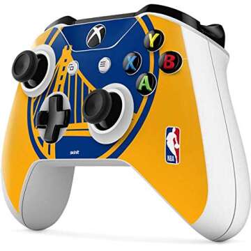 Skinit Decal Gaming Skin Compatible with Xbox One S Controller - Officially Licensed NBA Golden State Warriors Large Logo Design