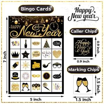 Funnlot New Year Eve Games 24 Players New Year Eve Bingo New Year Games for Kids New Year Bingo Game Cards for School New Years Eve Kids Activities New Years Party Supplies