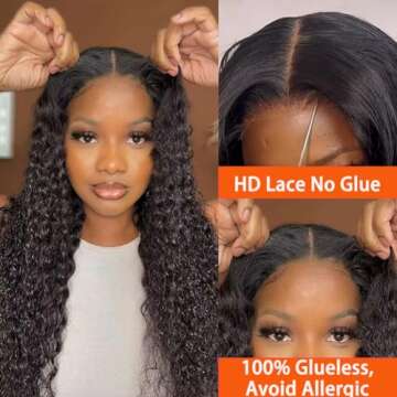 Amanda Wear And Go Glueless Wigs Human Hair Pre Cut Lace 6x4 Deep Wave Wig 180 Density Human Hair Wig Glue HD Lace Front Wig Human Hair 18 Inch