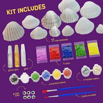 Dan&Darci Kids Sea Shell Painting Kit - Arts & Crafts Gifts for Boys and Girls - Easter Craft Activities Kits - Creative Art Activity Gift Toys for Age 6, 7, 8, 9, 10, 11 & 12 Year Old 8-12