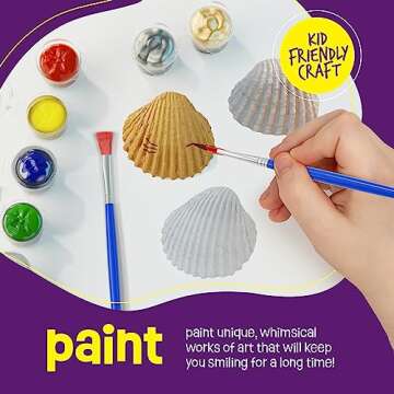 Dan&Darci Kids Sea Shell Painting Kit - Arts & Crafts Gifts for Boys and Girls - Easter Craft Activities Kits - Creative Art Activity Gift Toys for Age 6, 7, 8, 9, 10, 11 & 12 Year Old 8-12