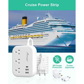 European Travel Plug Adapter, Alitayee EU/UK/US Travel Power Strip with 3 Outlets 3 USB Ports, International Universal Plug Adapter with 3ft Extension Cord to EU UK Italy Spain France Germany Cruise