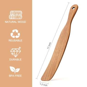 Skinny Wooden Spurtle for Sourdough Starter, Spreading, Baking, Mixing Sourdough Spoon Stirring Stick Wood Bread Spatula for Cooking Utensils Flat Spurtles Kitchen Tools Scraper Jar Spatula