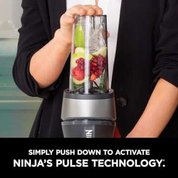 Ninja Personal Blender for Shakes, Smoothies, Food Prep, and Frozen Blending with 700-Watt Base and (2) 16-Ounce Cups with Spout Lids (QB3001SS) (Renewed)