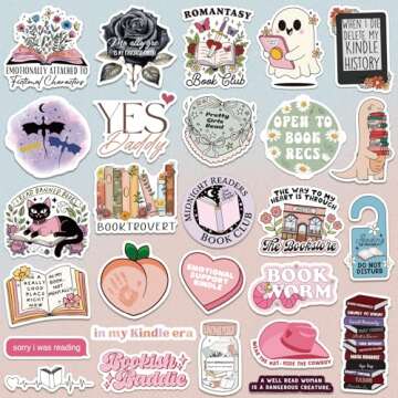 150 PCS Book Stickers for Kindle, Holographic Romance Bookish Sticker Pack Reading Booktok Glitter Vinyl Decals for Laptop Ebook Readers Water Bottles Journal Scrapbook Waterproof