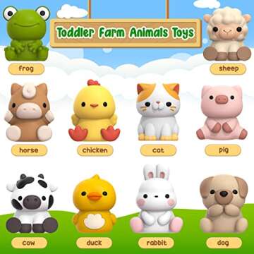 Learning Toy for Toddlers 1 2 3 Year Old, 10 Farm Animal Toys & 10 Barns, Counting, Matching & Sorting Montessori Educational Sensory Toys, Christmas Birthday Easter Gift for Baby Boy Girl 1-3