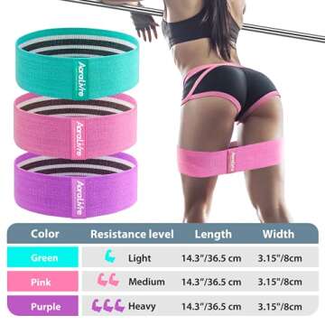 Aora Livre Fabric Resistance Bands Non Slip Booty Bands for Legs Butt Glute Squats Workout Exercise Bands for Women Indoor Fitness Gym …