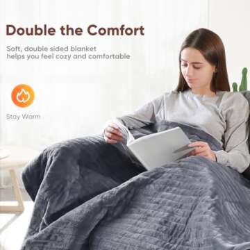 Mlivrom Electric Heated Throw Blanket with 6 Heating Levels & 1-3 hrs Timer Auto-Off,Fast Heating Fleece Warm Bedding Blanket for Whole Body,ETL Certification,Machine Washable 72''x84''