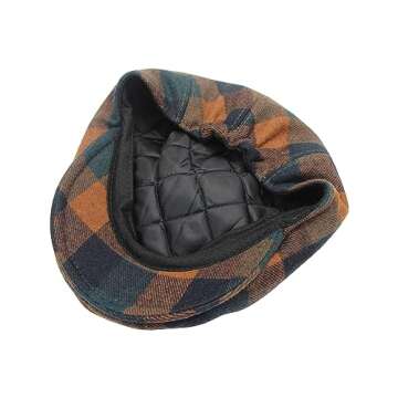 Stylish YOFARCHOY Men's Tweed Newsboy Cap in Orange