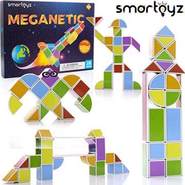 SMARTOYZ Magnetic Building Blocks and Tiles for Kids - STEM Toy Blocks for Ages 3+ Sharpen Creativity, Problem Solving, Fine Motor Skills - BPA-Free Plastic Building Bricks Magnets for Toddlers