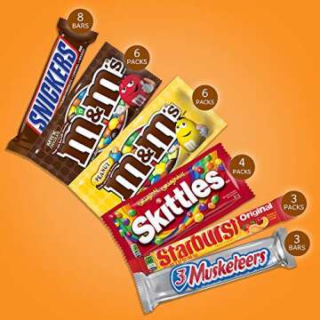 M&M'S, SNICKERS, 3 MUSKETEERS, SKITTLES & STARBURST Variety Pack Full Size Bulk Candy Assortment, 56.11 oz, 30 Count