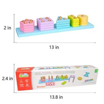 KIDS TOYLAND Wooden Toys for Toddlers 1-3, Shape Sorter Montessori Stacking Toys Educational Recognition Puzzle Stacker, Early Preschool Learning Gifts for 1 Year Old Girls Boys