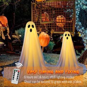 Spooky Ghost Decor: 2 Packs Halloween String Lights