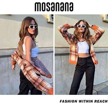 mosanana Trendy Sunglasses for Women Men Creamy White Rectangle Vintage Retro Fashion Cool 90s Cute Ladies Rectangular Funky 70S Aesthetic Small 2000s Skinny Stylish Chunky 2023 Unique Shade Tracer