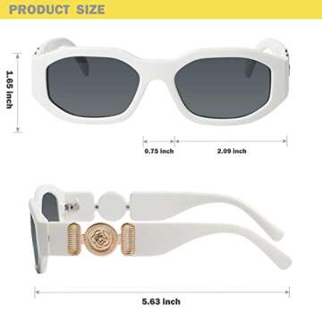 mosanana Trendy Sunglasses for Women Men Creamy White Rectangle Vintage Retro Fashion Cool 90s Cute Ladies Rectangular Funky 70S Aesthetic Small 2000s Skinny Stylish Chunky 2023 Unique Shade Tracer