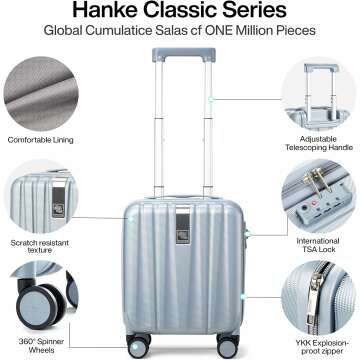 Hanke 14" Underseat Carry On Luggage - Lightweight