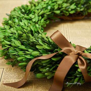 Boxwood Wreath X-Larger 22 inch Preserved Nature Boxwood Wreath Home Decor Stay Fresh for Years for Door Wall Window Party Décor Spring Summer Fresh Green Wreath