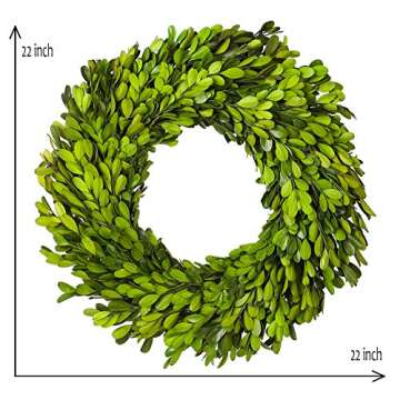 Boxwood Wreath X-Larger 22 inch Preserved Nature Boxwood Wreath Home Decor Stay Fresh for Years for Door Wall Window Party Décor Spring Summer Fresh Green Wreath