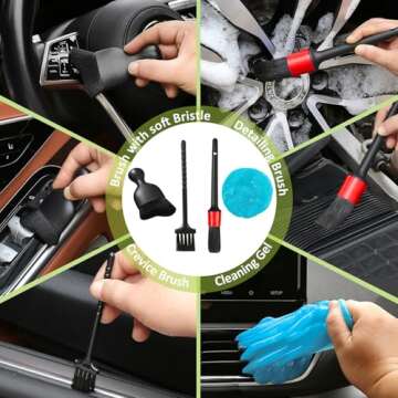 Qydipclin 10pcs Windshield Cleaner Tool, Car Window Cleaning Wash Kit with 4 Reusable Microfiber Pads 1 Spray Bottle and Extendable Handle Auto Glass Wiper Kit, Green