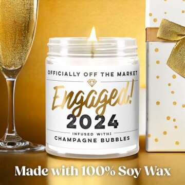 Wax & Wit 2024 Engagement Candles Gifts for Couples - Bridal Shower Gifts for Bride Gifts - Bachelorette Gifts for Bride to Be Gifts - Engagement Gifts for Her - Gifts for Newly Engaged Couples, 9oz