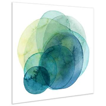 Empire Art Direct Abstract Art,Frameless Tempered Glass Panel,Contemporary Wall Decor Ready to Hang,Living Room,Bedroom & Office, Evolving Planets I Green, White 38" x 38" x 0.2"