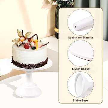 White Cake Stand, 5Pcs Metal Cake Display Stand, Dessert Table Decorations Set for Christmas Wedding Birthday Parties Anniversary (3 Round Cake Stands & 2 Dessert Tray)