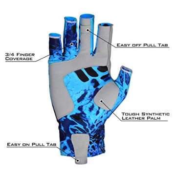 KastKing Sol Armis Sun Gloves UPF50+ Fishing Gloves UV Protection Gloves Sun Protection Gloves Men Women for Outdoor, Kayaking, Rowing, Shoreline Prym1,Large - X-Large