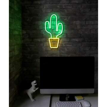 Neon Green Cactus Sign