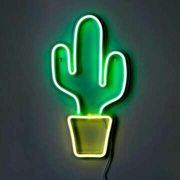 Neon Green Cactus Sign