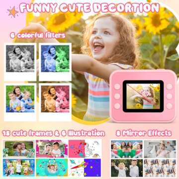 Kids Camera Instant Print, Kids Camera 1080P HD Video Digital Camera, Christmas Birthday Gifts for Girls and Boys, Toddler Toy for 3-12 Years Old