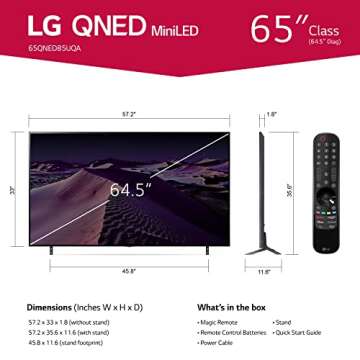 LG QNED85 Series 65-Inch Class QNED Mini-LED Smart TV 65QNED85UQA, 2022 - AI-Powered 4K TV, Alexa Built-In,Black