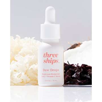 Three Ships Dew Drops Hyaluronic Acid And Vitamin C Serum - Vegan Facial Serum Brightens And Plumps Skin - Intensive Natural Face Serum for All Skin Types- As Seen on Dragon’s Den, 15 Ml