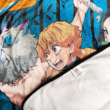 Surreal Entertainment Demon Slayer Oversized Plush Throw Blanket - Cozy Sherpa Cover for Sofa, Bed - Super Soft Fleece Blanket - Official Anime Manga Collectible - 45 x 60 Inches