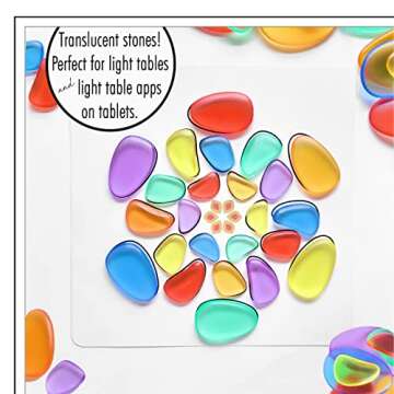 Acorn to Oak Rainbow Stones, 72 Stones 40+ Activities, Learning & Education Toys, Classroom Must Haves, Math manipulatives, Light Table manipulatives Educational Toys for Kids 5-7, Montessori Toys