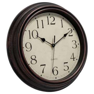 Foxtop 12" Retro Silent Wall Clock in Bronze