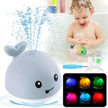 Baby Bath Toys, Baby Toys Whale, Light Up Bath Toys, Sprinkler Bathtub Toys for Toddlers Infant Kids Boys Girls, Spray Water Bath Toy, Pool Bathroom Baby Toy