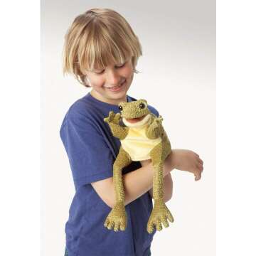 Folkmanis Funny Frog Hand Puppet for Kids & Adults