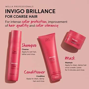 Wella Professionals Invigo Brilliance Shampoo | For Coarse Colored Hair| Color Protection & Color Vibrancy| 10.1 Fl Oz