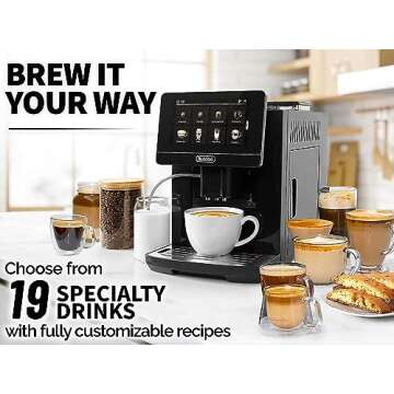 Zulay Magia Fully Automatic Espresso Machine With Grinder - 19 Customizable Coffee Options - Auto-Cleaning For Easy Maintenance - Milk-Foam System For Latte, Cappuccino, Macchiato - OG Black