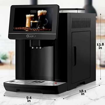 Zulay Magia Fully Automatic Espresso Machine With Grinder - 19 Customizable Coffee Options - Auto-Cleaning For Easy Maintenance - Milk-Foam System For Latte, Cappuccino, Macchiato - OG Black