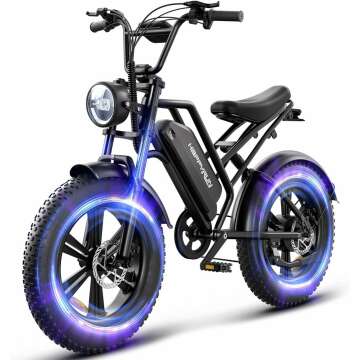 1500W Moped Style Electric Bike | Adult eBikes - 48V 18Ah Removable Battery | 60+ Mile Range | 32MPH Top Speed - All Terrain Fat Tire Electric Bike for Mountains, Snow, Sand, Road