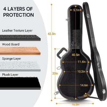 CAHAYA Guitar Cases Hard Shell Wood Case for Classical Guitars 39 Inch with Key Anti-shock Waterproof Travel Guitar Bag for Air Consignment CY0241